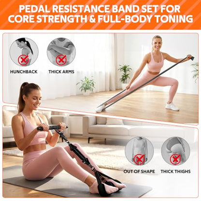 2026 Upgraded Pedal Resistance Bands with Handles - color: Black