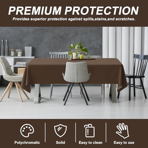 54IN X 160FT Plastic Table Cover Roll with Cutter Box, Cut to Size Plastic Table Cloths for Parties, Birthday, (Brown, 54"x1920") - color: Brown, size: 1920" x 54" (Rectangular)