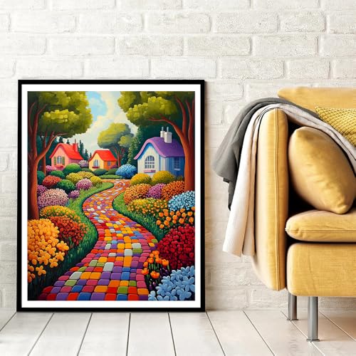 Natuyalo Paint by Numbers Kit for Adults Beginners, 16" Wx20 L Canvas Pictures Painting Acrylic Paintwork with 3 Pcs Paintbrushes, Colorful Town Landscape - color: ART-05