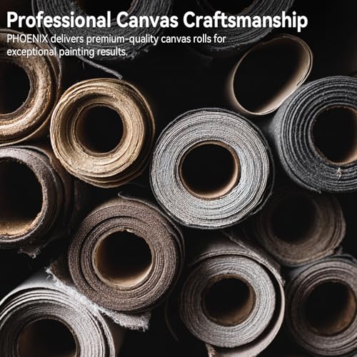 PHOENIX 24 Inch Wide x 3 Yard (9 Feet) Long Canvas Roll | 100% Cotton 11 Oz. Gesso Primed, Ready to Use Unstretched Professional Roll of Canvas for Oil & Acrylic Painting - size: 24 inch x 3 yard, style: 11 oz.