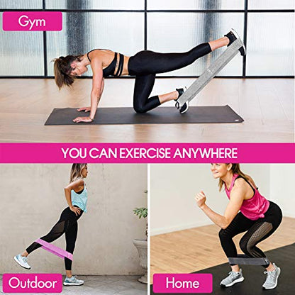 Resistance Bands, Fabric Workout Bands for Women & Men, Cloth Booty Resistance Loop Bands, Thick Squat Bands for Butt/Legs/Thigh/Hip/Glute Excersing - color: Pink/gray/black