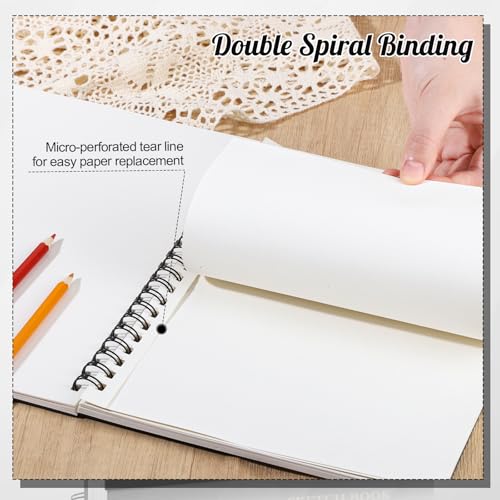 Hardcover Spiral Sketchbook, 160gsm Paper, 40 Sheets, 8.5 × 11 in | Acid-Free Thick Paper, 360° Lay-Flat Spiral Binding, Hardcover, for Pencil, Ink & Charcoal
