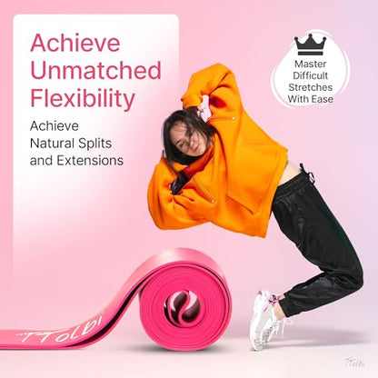 2-Pack Ballet Stretch Bands with Foot Mini Loop, Natural Rubber Dance Bands | Splits and flexibility training for kids, teens and adult dancers, gymnasts and cheerleaders, beginner guide and travel bag - color: Pink Regular