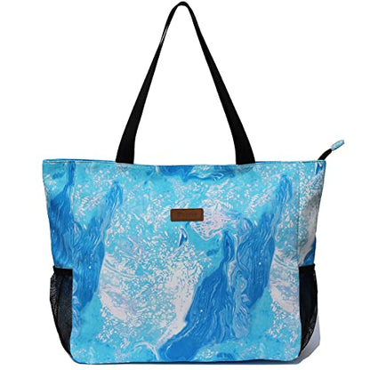ESVAN LARGE BEACH BAG Water Resistant Lightweight 20 inch Women Oversize Tote Bag for Gym Beach Travel Pool Yoga Nurse - color: U
