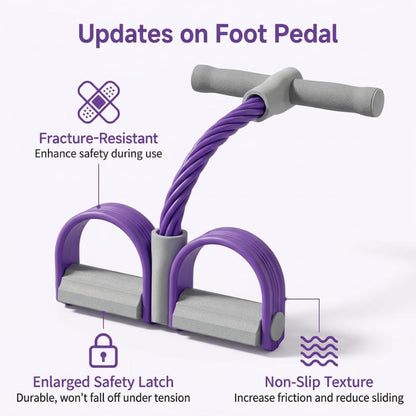 6-Tube Pedal Resistance Band with Handles, Multifunction Foot Pedal Resistance Band, Natural Rubber Fitness Band for Workout and Stretching, Abdomen, Waist, Arm, Leg(White) - size: 6 tubes of purple