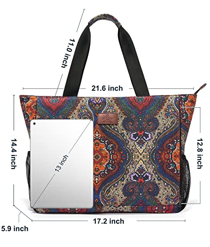 Heathyoga Multi-Functional Yoga Mat Carrier Gym Tote Bag - Large Mat Pocket, Women's Workout Bag - color: Zipper-Totem