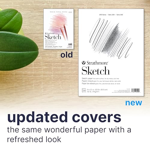Strathmore 200 Series Sketch Pad, 9x12 inch, 100 Sheets, Tape Bound - Artist Sketchbook for Drawing, Illustration, Art Class Students (Pack of 12) - size: 9x12 (Pack of 12)