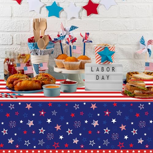 4 Pack Patriotic Tablecloth 4th of July Tablecloth Patriotic Decorations American Flag Party Table Cloth Patriotic Themed Party Supplies Memorial Party Decorations 86 x 51 in - color: Amercian Flag