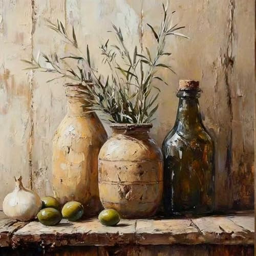 Mrnsiet Paint by Number for Adults Beginners, Easy Bottles Paint by Numbers Kits on Canvas, Retro Oil Painting Kits Adults' Paint-by-Number Kits for Home Wall Decor 16x16 Inch - color: MT22679-US