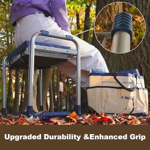 Aimerla K5 Foldable Kneeler Seat - Heavy Duty (Detachable Cloud Kneeler Pad) - Garden Stool - 2 Large Tool Bags - Portable Bench for Indoor & Outdoor - size: K5-Brown