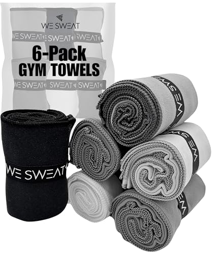 We Sweat’s (6 Pack) Microfiber Gym Towels, Highly Absorbent Soft Odor-Free - color: Neutral Solids (6 Pack), size: Sweat Towels