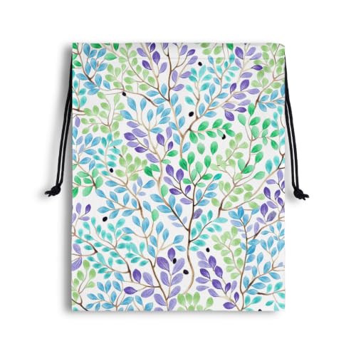 Leaf Drawstring Bag for Storage Athlete Bag for Gym Sport Yoga Shoes ipad - color: Colorful Leaf Branch, size: 18"(H)*14"(W)