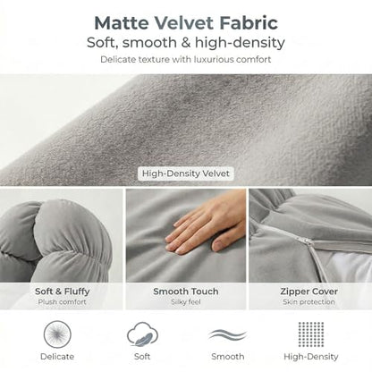 Pat. Pend. Long Bolster Pillow for Bed, 39 Inch, Zinc Gray - color: Zinc Gray, size: 39"x 7.87"