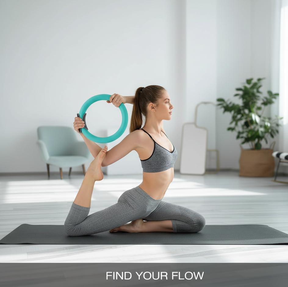 Exercise Weight Ring for Full Body Workout, 10 lb Resistance Training Ring Non-Slip Silicone Surface, 12 Inch Diameter, Teal Blue