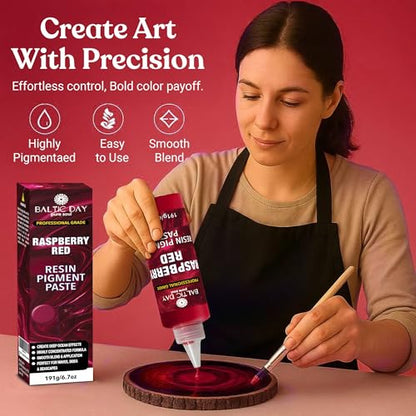 BALTIC DAY Burgundy Red Epoxy Resin Pigment Paste, Extra Large 191g (6.7oz) – Opaque Resin Colorant, Highly Concentrated Epoxy Dye, Mica Powder Alternative for Resin Art, Jewelry, Tumblers, River Tables & Crafts - color: Burgundy Red