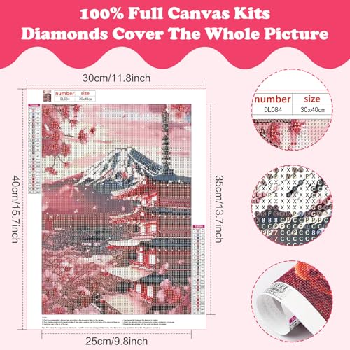 SENQAO 5D DIY Diamond Painting Kits for Adults, Cherry Blossoms Flower Full Drill Embroidery Cross Stitch Crystal Rhinestone Paintings Pictures Arts Wall Decor Painting Dots Kits 12X16 inch - color: Cherry Blossoms Flower