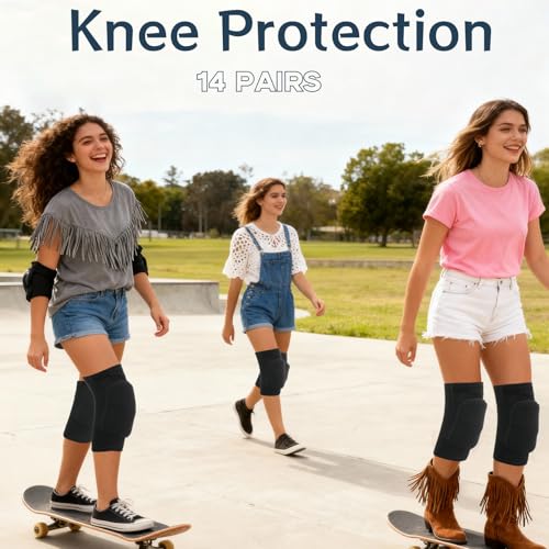 14 Pairs Volleyball Knee Pads Medium Black Soft Breathable Knee Braces for Men Women Dancers Yoga Running Football Skating Cycling Wrestling