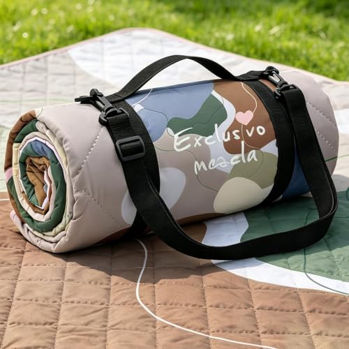 Exclusivo Mezcla Extra Large Waterproof Picnic Blankets 3 Layer, Sandproof and Foldable Outdoor Blanket for Beach Camping, Park and Travel, 60x80 Inch - color: Abstract Brown, size: 6'8" x 6'8"