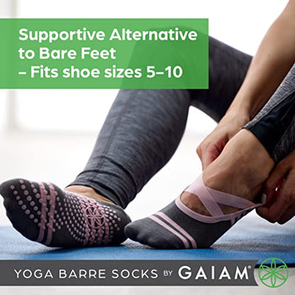 Gaiam Grippy Studio Yoga Socks, Non-Slip, Open-Toe, One Size - color: High Tide 2-pack, size: One Size
