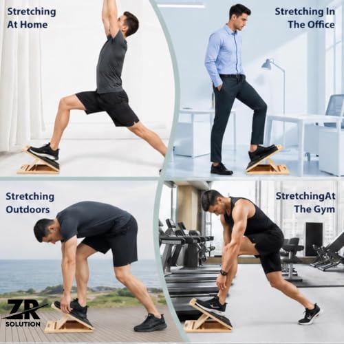 Slant Board for Calf Stretching Portable Wooden Slant Board 5 Angles Adjustable Incline Board Non-Slip Incline Wedge Stretcher Squats Physical Therapy Foot Leg Knees Toes Heel Ankle Mobility Training
