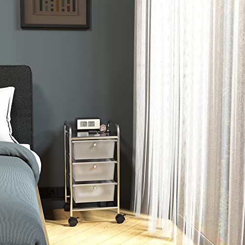 Simple Houseware 3 Drawers Rolling Utility Cart Art Craft Organizer, Chrome - color: Chrome, size: 3 Drawers