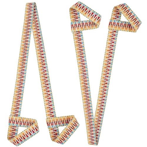1 Box 2Pcs Yoga Mat Carrying Strap Adjustable Holder Roller Skate Leash Shoulder Straps Colorful Resuable Skiing Wide Jacquard Embroidered Handle Carrier Sling Set for Ski Boots Skating