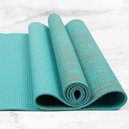 Myga Jute Yoga Mat, High Performance Vegan Floor Exercise Mat, Eco Friendly Biodegradable Yoga Mat with PVC Backing,72" x 24", 0.2" Thickness - color: Aqua