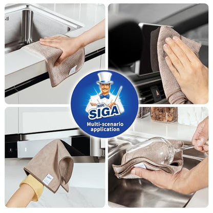 MR.SIGA Microfiber Cleaning Cloths, Streak Free Microfiber Towels, 12 Pack - color: Wheat