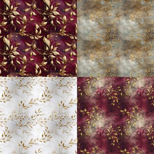 Embossed Metallic Leaves Scrapbook Paper Pad 6x6, Premium Vintage Botanical Cardstock for Junk Journal, DIY Crafts, Collage Art & Luxury Scrapbooking, 24 Elegant Sheets - color: 23006A