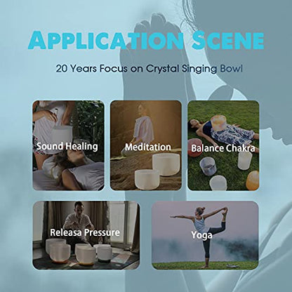 440HZ 8 Inch C Note Root Chakra Frosted Quartz Crystal Singing Bowl Meditation Therapy Sound Healing Instrument Sound Bath Bowl with Carrying Bag | Meditation Therapy, Sound Healing, Sound Bath Bowl, Carrying Bag Mallet and O-ring Included