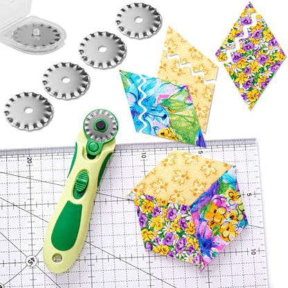 Mesee 5Pcs Pinking Rotary Cutter Blades 28mm Wave Rotary Blade Set Decorative Edge Blades Replacement Refill Quilting Cutting Tool Accessories for Sewing Fabric Leather Paper Arts Crafts