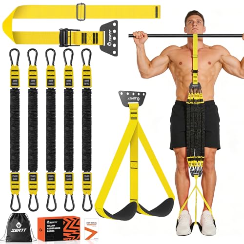 SERTT Adjustable Pull Up Assistance Band, Heavy Duty Assisted Pull Up Bands Support 375lbs, Upgrade Pull Up Bar Resistance Band for Assist Pullup Home Gym Strength Training - color: Yellow