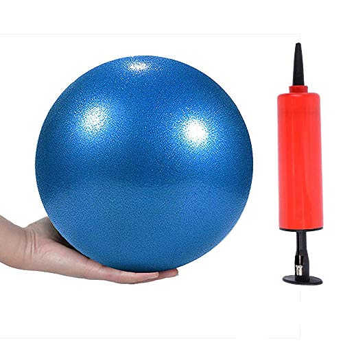 MoldFun Mini Yoga Pilates Ball 10 Inch for Stability Exercise Training Gym Anti Burst and Slip Resistant Balls with Inflatable Straw - color: Blue