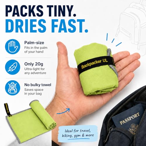 Backpacking Ultralight Quick Dry Microfiber Soft Fast Drying Hand and Face Towel Wash Cloth Camping Yoga Hiking Active Lifestyle Small (Lime, Small) - color: Lime, size: Small