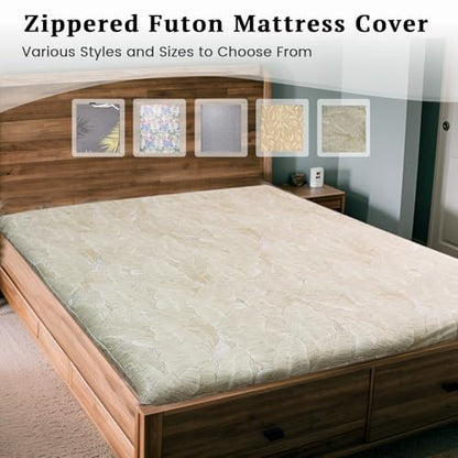 ZonLi 100% Cotton Futon Mattress Cover with Zipper Queen Size Washable - color: Light Grey, size: Queen