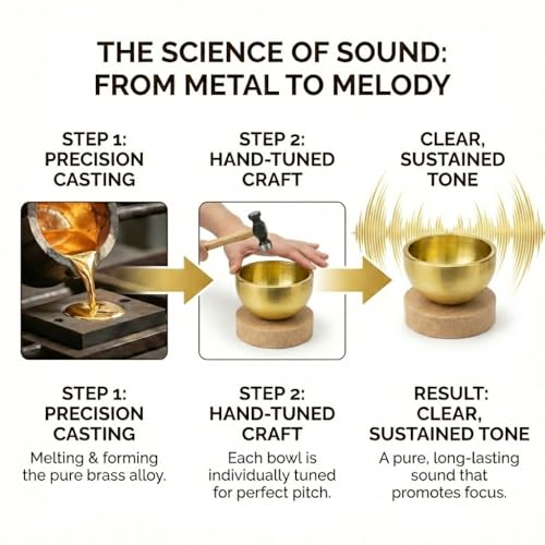 Mini Singing Bowl Set, Small Portable Brass Meditation Sound Bowl with Copper Striker Ball & Drawstring Pouch, for Yoga, Mindfulness, Relaxation, Chakra & Spiritual Gift (1.6 inch, SMALL SIZE)