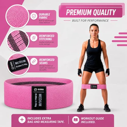 8 PCS Resistance Bands Set for Working Out – Fabric Booty Bands for Women & Men, Non-Slip Exercise Bands with Carry Bag, Measuring Tape & Workout Guide