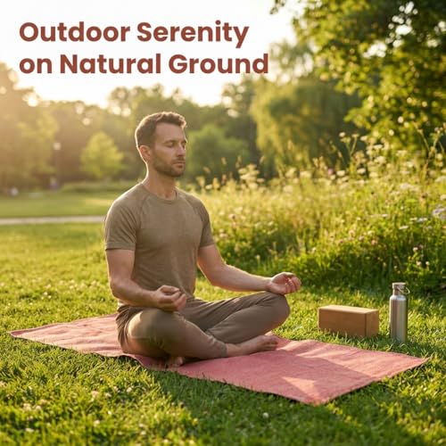 LFH Home Handmade Cotton Yoga Mat Cotton Rug picnic mat For Exercise, Workout, Fitness - Perfect Heavy Quality Eco Friendly Natural Cotton Woven Reversible Yoga Mats for Men & Women - 72x26 Inch. - color: Brick