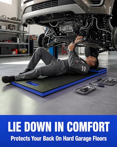 Mechanic Mat, 47.2 x 15.7 x 1 Inch Foldable Mechanic Kneeling Pad, Blue - color: Blue