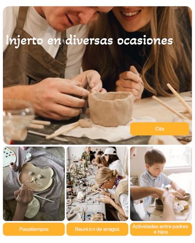 Air Dry Clay Kit for Adults, Pottery Kit for Beginners, 48 PCS Clay Kit with Acrylic Paints, Stamps, Sculpting Tools & Step-by-Step Guide - Crafts for Birthdays Xmas Gift & Decor