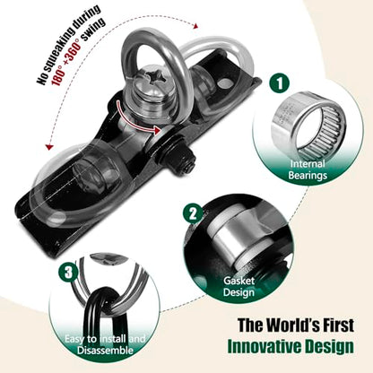 Heavy Punching Bag Hanger | Wall/Ceiling Mount Hook with 180° / 360° Rotation | Wood Beam Holder for Boxing, Weight Training, Aerial Yoga Swing & Hammock - size: 180°+ 360°rotation