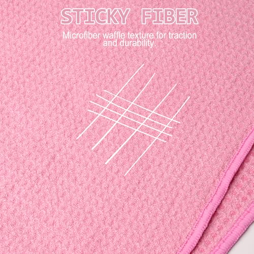 Eunzel 2 Pack Hot Yoga Towel, Non-Slip Yoga Mat Towel with Grip Dots Stickyfiber Sweat Absorbent Towel for Hot Yoga, Pilates and Workout 72" x 24", Pink - color: Pink