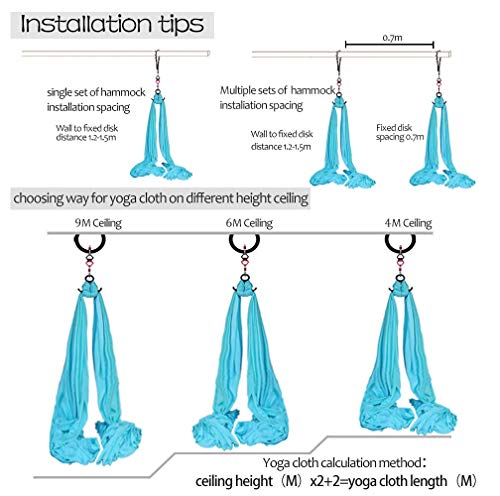 Deluxe Aerial Silks Equipment Set - 11 Yards Aerial Yoga Hammock Swing for Acrobatic, Circus Arts, Dance (L:10m W:2.8m) - color: Dark Blue