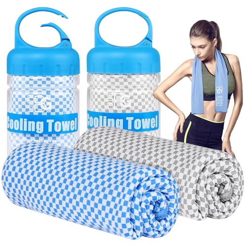 BOGI Cooling Towels for Neck and Face, Soft Breathable Cool Towel for Instant Cooling Stay Cool for Yoga, Sport, Gym, Camping, Running & More Activities - color: Blue+grey, size: 47.00" x 14.00"
