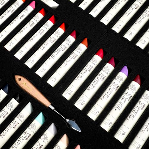 PHOENIX 49 Colors Oil Paint Stick - Set of 37ml Large Soft Water Soluable Oil Pastels with Palette Knife, Art Gift Pack Travel Set for Artists - color: 49 Multi Colors