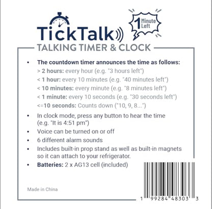 Talking Timer for Kids/Adults/Lab Timer, Visual Timer for Kids Alternative, Voice Countdown Announcements Every Hour/10 Min/1 Min | Children, Cooking, Adults, Workouts, Classroom, lab, ADHD, Reminders