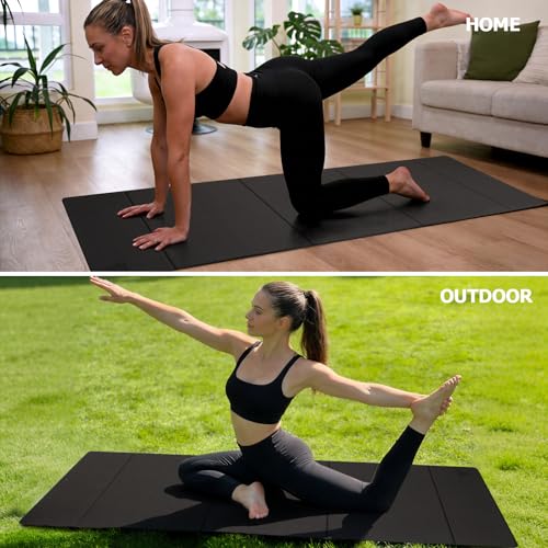IwIeIaIrI Foldable POE Non Slip Yoga Pilates Mat– 1/4" (6mm) Thick | Foldable Lightweight with Carry Strap, Portable for Home Workout, Pilates, Travel & Gym Mat - color: Dark Grey