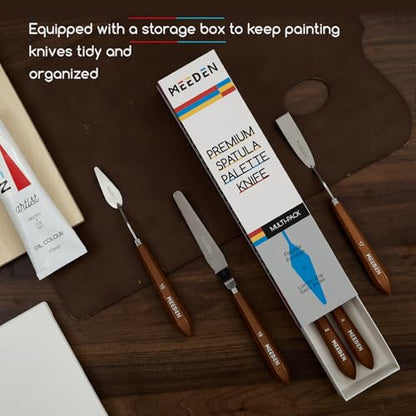 MEEDEN Artist Painting Knife Set: 6Pcs Unique-Shaped Stainless Steel Art Painting Knives with Wooden Handle - Art Supplies for Oil Acrylic Gesso Canvas Painting - style: 6pcs-A