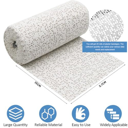Plaster Cloth Gauze Plaster Bandage Roll Pack of 6 White Bandages Wrap Belly Casting Kit for Body Casts Craft Projects Mask Making Scenery Molds, 6 inch X 106 inch