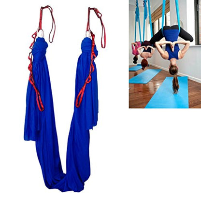 Aerial Yoga Hammock 5.5 Yards Yoga Swing Pilates Silk Home Gym Fitness Include hardware,Daisy Chain, Pose Guide - color: Deep Blue